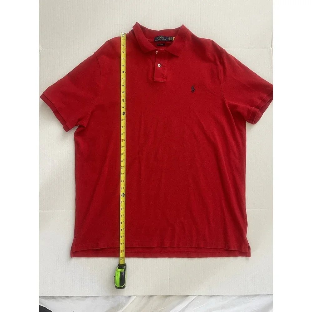 Polo Ralph Lauren Mens Size 2XLT tall Polo Shirt short Sleeve Red 100% Cotton